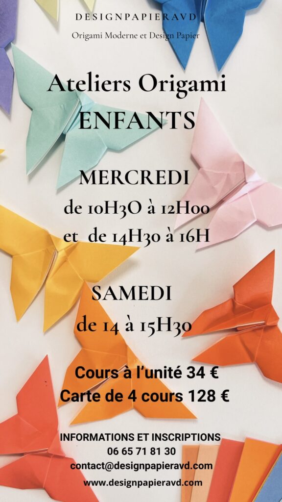 affiche atelier origami hebdomadaire pour enfants